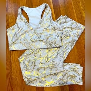 Fabletics Snake Print Sports Bra and Leggings Set